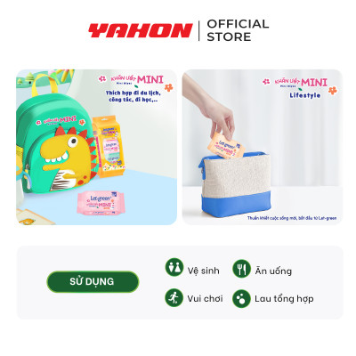 Combo Lốc Khăn Ướt Mini LET-GREEN 12 Miếng/Gói, 6 Gói/Lốc