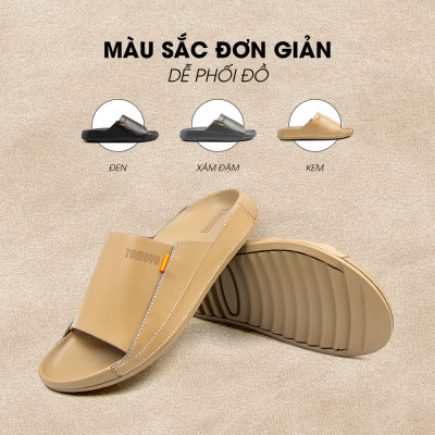 Dép Quai Ngang Nam Da Bò Nappa Cao Cấp Tomoyo TMD309