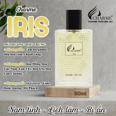 Nước hoa nam quyến rũ, Charme Iris, thơm lâu, sành điệu cá tính, lưu hương cả ngày, 50ml