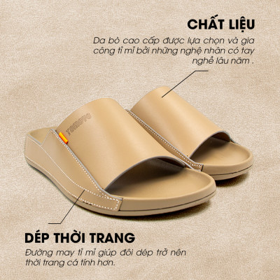 Dép Quai Ngang Nam Da Bò Nappa Cao Cấp Tomoyo TMD309