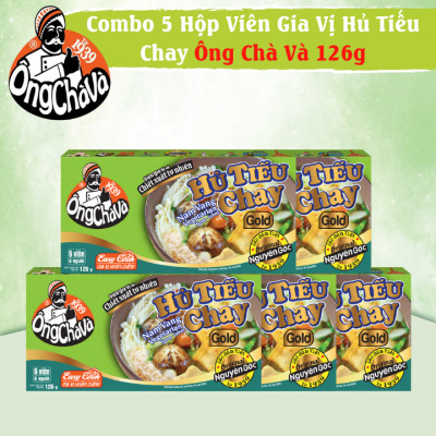 Combo 5 Hộp Viên Gia Vị Hủ Tiếu Chay Ông Chà Và 126gr (Nam Vang Vegetable Soup Cubes)