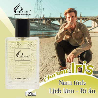 Nước hoa nam quyến rũ, Charme Iris, thơm lâu, sành điệu cá tính, lưu hương cả ngày, 50ml