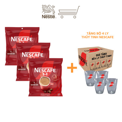 [Tặng Ca Đá 900ML] Combo 3 Bịch NESCAFE 3IN1 Công thức cải tiến - VỊ NGUYÊN BẢN Bịch 46 gói