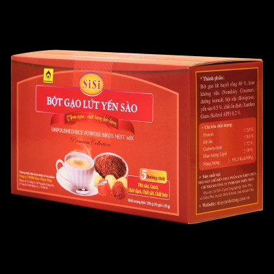 Đặc Sản Khánh Hòa - Bột Gạo Lứt Yến Sào SiSi - Nhà Yến Nha Trang - Hộp 10 Gói - Hàng Chính Hãng