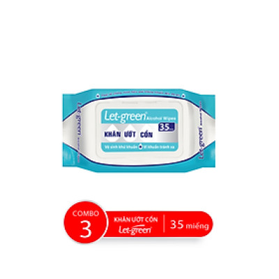 Combo Khăn Ướt Cồn LET-GREEN 35 Miếng/Bao