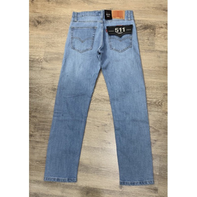 Quần Jean nam cao cấp ống đứng le511 màu xanh sáng vải co giãn xuất khẩu dáng slimfit