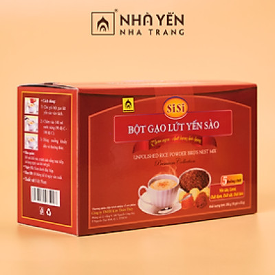 Đặc Sản Khánh Hòa - Bột Gạo Lứt Yến Sào SiSi - Nhà Yến Nha Trang - Hộp 10 Gói - Hàng Chính Hãng