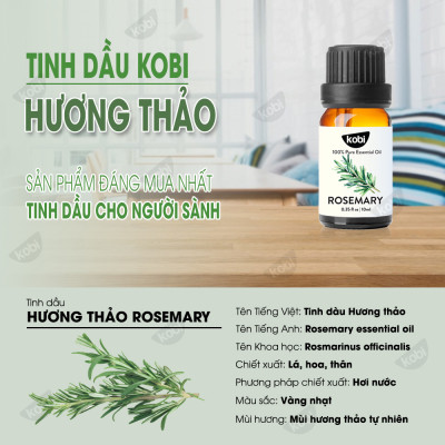 Tinh Dầu Hương Thảo Kobi - Tinh Dầu Thiên Nhiên Nguyên Chất, Tinh Dầu Xông Phòng, Giúp Giảm Stress, Xua Đuổi Côn Trùng Và Khử Mùi Hiệu Quả, Thích Hợp Dùng Với Đèn Xông Và Máy Khuếch Tán Tinh Dầu (5ml)