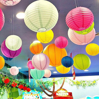 Lồng Đèn Giấy Trơn Tròn 35 Cm Vinacraft - Màu Đỏ