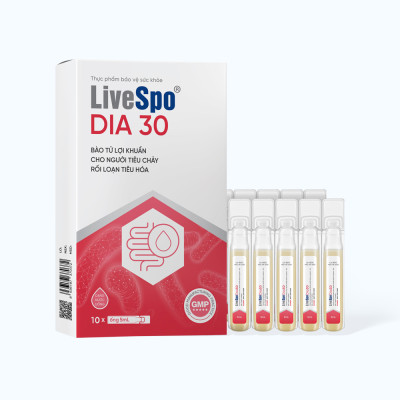 Dung dịch LIVESPO Dia 30 bổ sung men vi sinh hỗ trợ giảm tiêu chảy cấp, rối loạn tiêu hóa (10 ống)