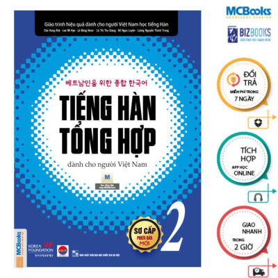 Sách - Tiếng Hàn Tổng Hợp Dành Cho Người Việt Nam Sơ Cấp 1 + 2 - Sách Bài Học - Bản Đen Trắng - MCBooks