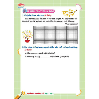 Sách - Bộ Đề Kiểm Tra Tiếng Việt Lớp 1 - Tập 2 - Minh Thắng