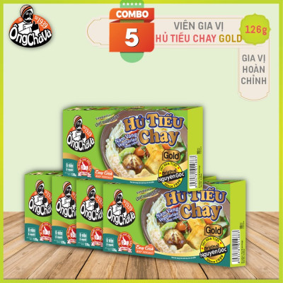 Combo 5 Hộp Viên Gia Vị Hủ Tiếu Chay Ông Chà Và 126gr (Nam Vang Vegetable Soup Cubes)