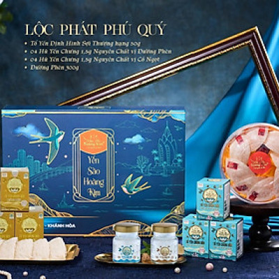 [CHÍNH HÃNG] Yến Sào Hoàng Kim - Hộp Quà Lộc Phát Phú Quý (50g Tổ Yến Thượng Hạng & 4 Hũ Yến Mix 2 Vị) - Quà Tết Doanh Nghiệp, Biếu Tặng Đối Tác