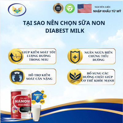 COMBO Mua 3 Tặng 1 Sữa non Nanovi Diabest 900g - Chuyên Biệt Dành Cho Người Tiểu Đường và tặng kèm 1 hộp OMEGA 3-6-9