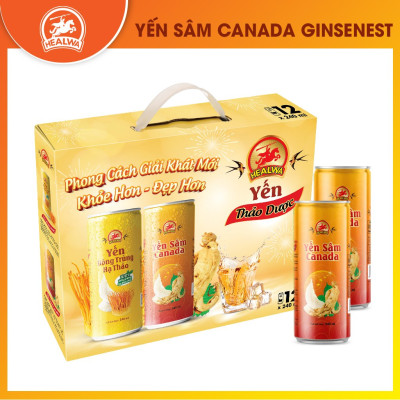 Nước yến thảo dược sâm Canada Healwa (1 thùng x 12 lon x 240ml) Thức uống dinh dưỡng dành cho người Việt