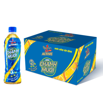 Thùng 24 chai Nước uống vận động Number 1 Active hương chanh muối chai PET 455 ml