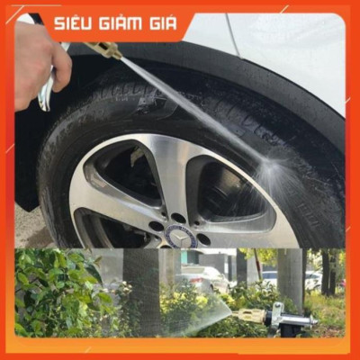 Bộ dây vòi xịt nước rửa xe, tưới cây đa năng, tăng áp 3 lần, loại 7m, 10m 206236 đầu đồng, cút, + tặng mở chai