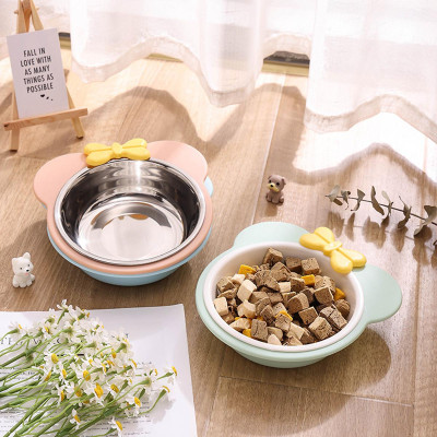 Bát Ăn Đơn Inox Cho Chó Mèo Hình Nơ Siêu Dễ Thương 