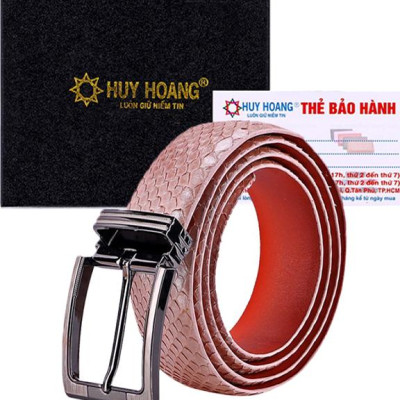 Thắt Lưng Nam Da Trăn Đầu Kim Huy Hoàng HT4364 - Hồng Phấn