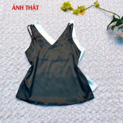 Áo Hai Dây Cổ Tim Mặc Trong Vest blazer kiểu nữ freesize (40-65kg) Vải Lụa Satin Mịn ,Thoáng Mát New Design AO0003