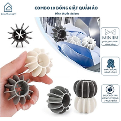 Combo 10 Bóng Giặt Làm Thẳng Quần Áo Thế Hệ 3, Cầu Gai Hỗ Trợ Giảm Nhăn và Đánh Bay Vết Bẩn - HÀNG CHÍNH HÃNG MINIIN