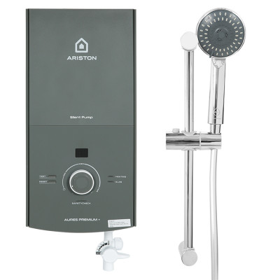 Máy nước nóng trực tiếp Ariston 4500W AURES PREMIUM+ 4.5P, có bơm trợ lực, phù hợp miền Nam hoặc khu vực trên 20°C [Hàng Chính Hãng]