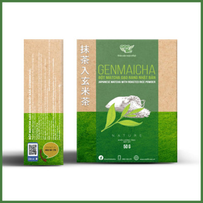 Japanese Genmaicha Powder - Bột Hoà Tan Matcha Gạo Rang Nhật Bản OneLife - Bịch 100gr