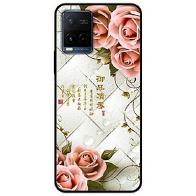 Ốp lưng dành cho Vivo Y21 - Vivo Y21s mẫu Hoa Hồng Nền Sọc