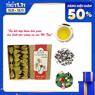 Trà Ướp Hoa Sen Hồ Tây 10 gói x 20 gram - Trà đinh Tân Cương Xanh ướp sen Hồ Tây thơm ngon, thanh khiết, hậu ngọt sâu