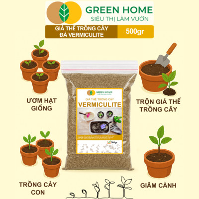 Đá Vermiculite (Vơ Mi) Greenhome, Bao 500gr, Giá Thể, Ươm Hạt Giống, Trồng Rau Mầm, Đất Hoa Hồng, Sen Đá, Thuỷ Canh