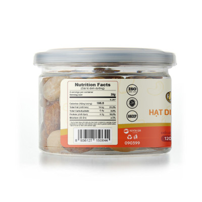 Mix 4 Hạt Dinh Dưỡng Nhập Khẩu(Nhân Óc Chó Mỹ + Hạnh Nhân Mỹ + Macca Úc + Hạt Điều A+ ) - Hũ Nắp Nhôm 120g - Hạt Dinh Dưỡng Cao Cấp FAMINUTS
