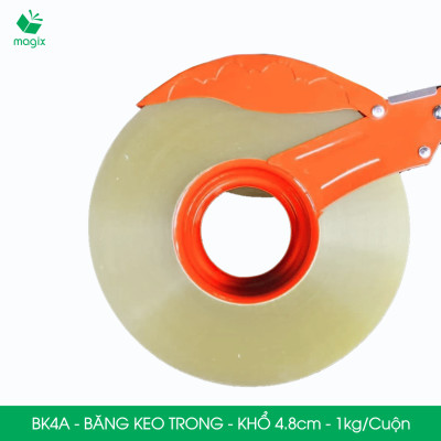 BK4A - 6 cuộn băng keo trong 1kg, khổ 4.8cm lõi nhựa - Băng dính đóng hàng, băng keo khổ lớn
