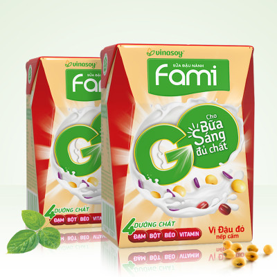 Thùng Sữa Đậu Nành Vinasoy Famigo Đậu Đỏ Nếp Cẩm (200ml x 36 Hộp)