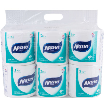 [MUA 1 TẶNG 10 KHĂN] Giấy vệ sinh Luxury Nano 6 cuộn có lõi, lốc 6 cuộn giấy 3 lớp dày dặn, an toàn tiết kiệm- Nano Tissue
