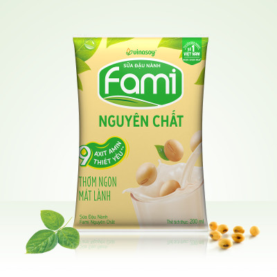 Thùng Sữa đậu nành Vinasoy Fami nguyên chất (200ml x 40 Bịch)