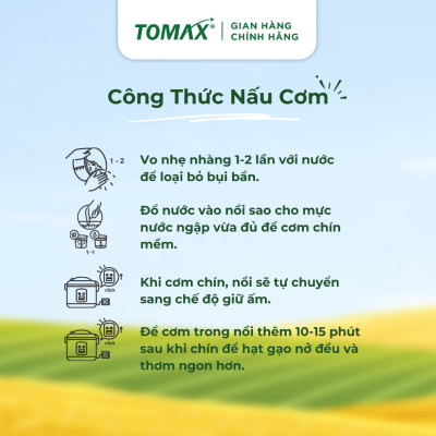 Combo 2 túi Gạo TOMAX ST25 1kg TOMAX Ngọt thơm, Tơi xốp
