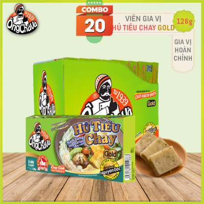Lốc 20 Hộp Viên Gia Vị Hủ Tiếu Chay Gold Ông Chà Và 126g (Nam Vang Vegetable Soup Cubes)
