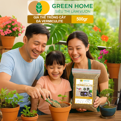 Đá Vermiculite (Vơ Mi) Greenhome, Bao 500gr, Giá Thể, Ươm Hạt Giống, Trồng Rau Mầm, Đất Hoa Hồng, Sen Đá, Thuỷ Canh
