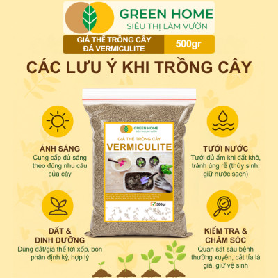 Đá Vermiculite (Vơ Mi) Greenhome, Bao 500gr, Giá Thể, Ươm Hạt Giống, Trồng Rau Mầm, Đất Hoa Hồng, Sen Đá, Thuỷ Canh