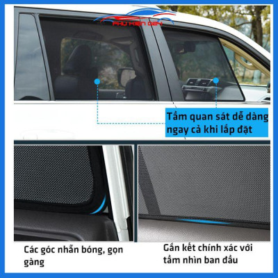 Bộ 4 rèm chắn nắng nam châm Cerato, K3 2019-2020 khung cố định chống tia UV