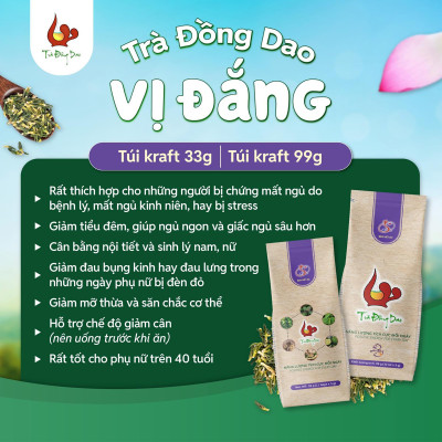 trà giúp ngủ ngon giấc đẹp da, Trà Đồng Dao bổ sung nhiều tim sen và các loại thảo dược quý hiếm giúp lấy lại giấc ngủ ngon an lành, túi 33 gói