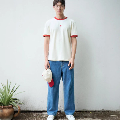 Quần jean nam RT form Straight Cropped màu Xanh nhãn vải ( form suông ống đứng) - RT 10S25DPA012 | ROUTINE CÀ MAU