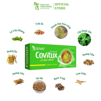 Combo Gia Đình - 5 sản phẩm kẹo Genat - Kẹo thảo mộc Covitux, Genat Gừng Plus, Genat chanh sả, viên ngậm Zalocol và Gezcol hỗ trợ giảm ho, giảm đờm, đau rát họng