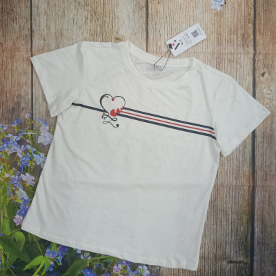 Áo phông ngắn tay, áo thun nữ cộc tay Vicci AP.01.6 chất liệu cotton vân gỗ in hoạ kẻ