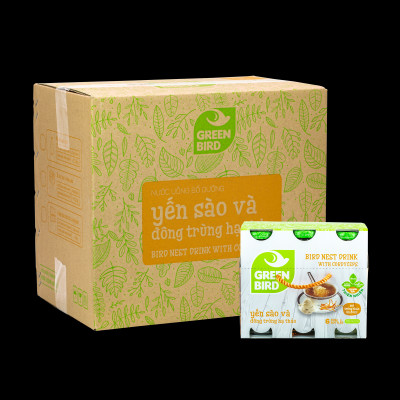 Lốc Green Bird - Nước Uống Bổ Dưỡng Yến Sào Và Đông Trùng Hạ Thảo - (6chai*185ml)