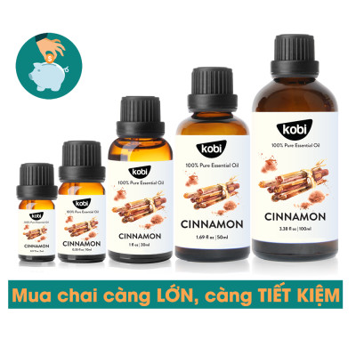 Tinh Dầu Vỏ Quế Nhập Khẩu Kobi Dùng Để Lau Sàn Nhà - Tinh Dầu Thiên Nhiên Nguyên Chất, Tinh Dầu Xông Phòng, Dùng Với Máy Xông Tinh Dầu Giúp Khử Mùi, Thơm Phòng Hiệu Quả (10ml)