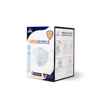 COMBO 5 HỘP Khẩu trang y tế CAEMEDI N95 cao cấp, kháng khuẩn, lọc bụi bẩn đạt chuẩn BFE, FDA, CE xuất khẩu Hoa Kỳ - Hộp 20 cái