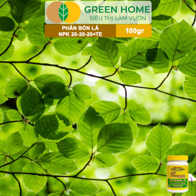 Phân Bón Lá Grow More NPK 20-20-20, GreenHome, Chai 100GR, To Củ, Lớn Trái, Chắc Hạt