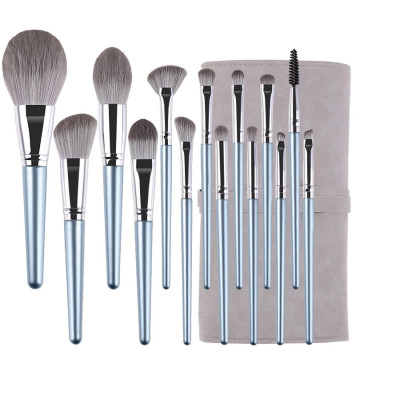 Bộ Cọ Trang Điểm 14 Cây Cán Bạc Cao Cấp Lông Siêu Mịn, Bám Phấn, Phù Hợp Mọi Loại Da, Không Gây Khó Chịu Cho Người Dùng, Có Bao Da Nhỏ Gọn, Tiện Dụng Đầy Đủ Chức Năng Makeup Cá Nhân Hiệu Quả, Tay Cầm Thoải Mái, Dễ Dàng Sử Dụng DRU - Hàng Chính Hãng